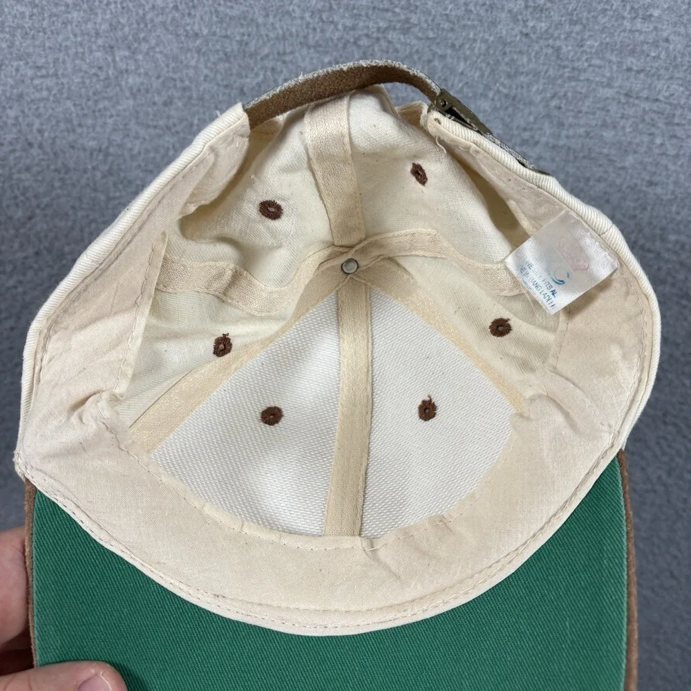 Vintage Will Drink Beer 4 Food Hat Cap Leather Strapback Two Tone Suede Bill KC